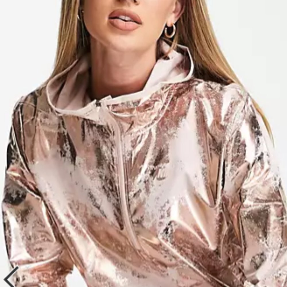 Nike Air Running foil printed jacket in rose gold NWT
